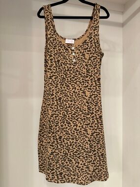 Pink Lily small Brown and Black Leopard Tank Dress with Front Buttons. Like new